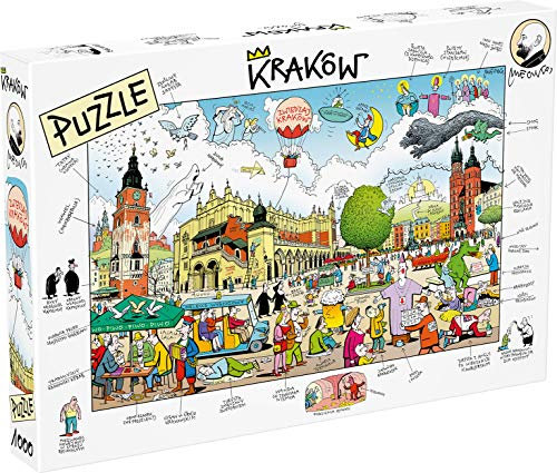 Puzzle 1000 Elementów Kraków Atrakcje Turystyczne Rynek Główny Rysunki Andrzej Mleczko Duże Puzzle do Układania Puzzle dla Dzieci i Dorosłych Zabawa dla Całej Rodziny Puzzle NA Ścianę MDR