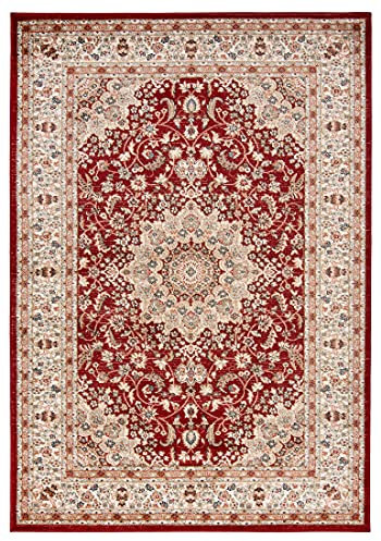 Carpeto Rugs Traditioneller Orientalischer Teppich mit Blumen - Kurzflor - Weich Teppich für Wohnzimmer, Schlafzimmer, Esszimmer - ÖKO-TEX Wohnzimmerteppich - Teppiche - Ja - Rot