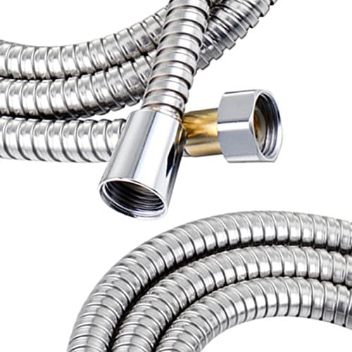 2M Duschschlauch, Edelstahl Brauseschlauch, Extrem flexibel, verdrehsicher, mit Knickschutz, Metallschlauch, Super Biegefähigkeit, Chrom