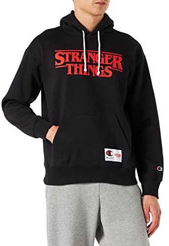 Champion Unisex X Stranger Things Felpa Con Cappuccio Kapuzenpullover, Schwarz (Kk001), L