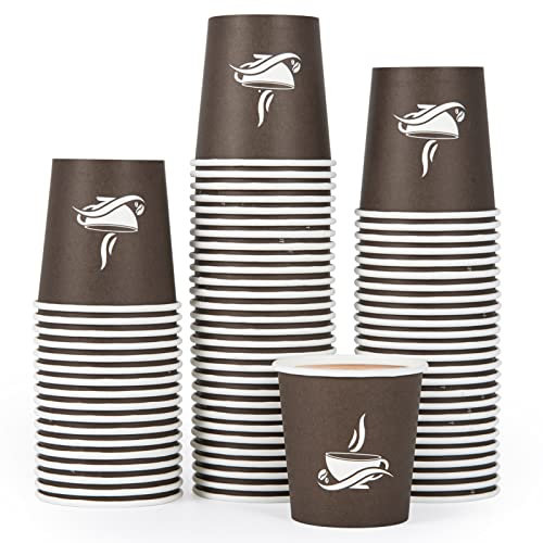 500 Pack 4oz Paper Cups, Disposable Coffee Cups, Hot/Cold Drinking Cups, Brown Disposable Cups, Paper Hot Coffee Cups, Paper Coffee Cups for Party, Picnic, Travel, and Events.