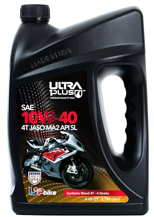 ULTRA 1PLUS 4T 10W-40 Motorcycle Oil Synthetic Blend API SL JASO MA2-10W40 Motor Oil, 1 Gallon
