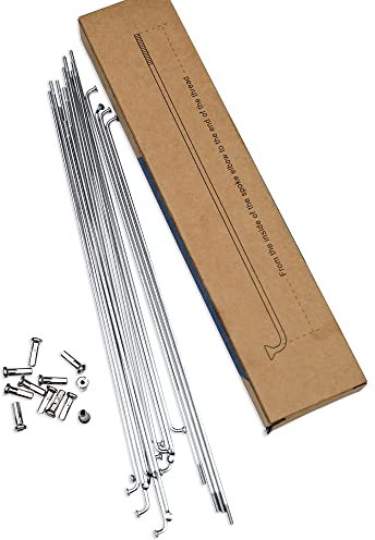 LUXU 36 Stück 14G J Bend Fahrradspeichen, Fahrradspeichen mit Messingnippeln, Mountainbike-Stahlspeichen, für MTB-Radspeichen, Ebike, Downhill, Citybikes, Ersatz-/Reparaturspeichen-(105 mm-Silber)