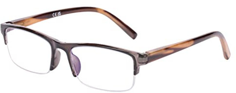 DOOViC Blaulichtfilter Computer Lesebrille für Herren/Damen 1.5 - Grau Rechteckig Halbrahmen Lesehilfe mit Sehstärke