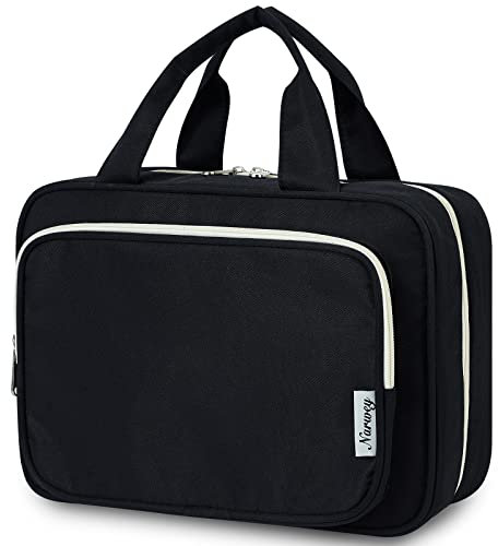 Narwey Trousse de Toilette de Voyage à Suspendre Femmes Trousse de Maquillage Organisateur Accessoires Toilette Sac de Toilette (Noir(Grand))