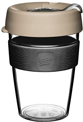 KeepCup Tazza da caffè originale, leggera e trasparente, riutilizzabile, in plastica, con coperchio antispruzzo, 340 ml, latte
