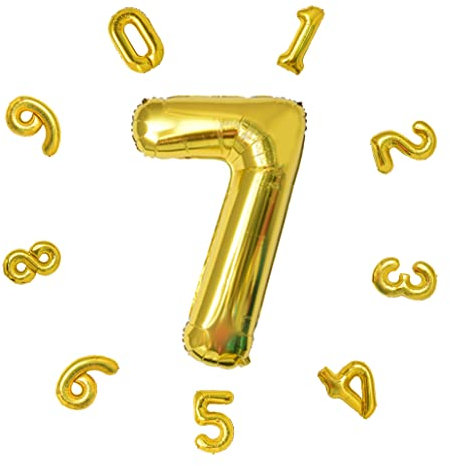 Zahlen Luftballon ca.101cm, Folienballon Zahl 7 Gold, Helium Folienballon für Geburtstagsdeko, Party Deko,Neujahrsdekoration, Jubiläumsdekoration, Hochzeitsdeko (Gold, #7)
