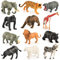 KATELUO Tiere Figuren, 12pcs Mini Bauernhof & Dschungel Zoo Tierfiguren, Realistische Tierfiguren Sammlung, Pädagogisches Lernspielzeug