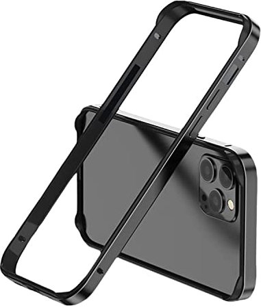 LINPING Aluminium-Metall-Stoßrahmen-Hartschale für iPhone 15 /14Pro/15/14/pro max, schlanke Panzerung mit weicher Innenseite, erhöhtem Kantenschutz (Schwarz, 6.1'iPhone 14 Pro Max)