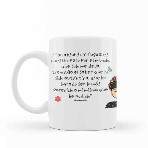 Wondernastic - Taza Ser Auténtica de F. K., Capacidad 350 ml, Color Blanco, Taza de Cerámica, Apta para Lavavajillas y Microondas, Divertido y Original, Diseño Exclusivo