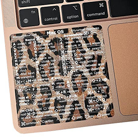 SYNERLOGIC (M/Intel) Mac OS Keyboard Shortcut No-residue VINYL Sticker, Compatible with 13-16 MacBook Air/Pro iMac Mac Mini (Leopard, Pack of 10)
