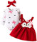 Odizli Ropa de bebé Niña Algodón Pelele Vestido+Diadema Conjuntos de ropa, Red Fox, 3-6 Meses