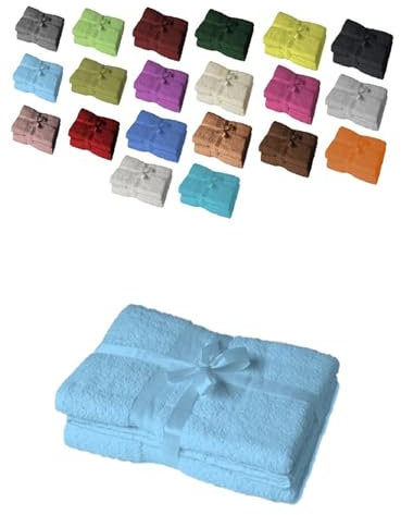 EXKLUSIV HEIMTEXTIL Handtuchserie im Set mit Schleife Marke Saunatuch 2er Set 80 x 200 cm Hellblau