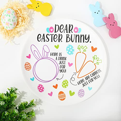 AnyDesign Osterhase Teller rund Osterhase Leckerli Teller Getränk Karotten für liebe Osterhasen Wiederverwendbare Kunststoffteller Osterhasen Tablett Niedliche Teller Platte Matte für Ostern Party