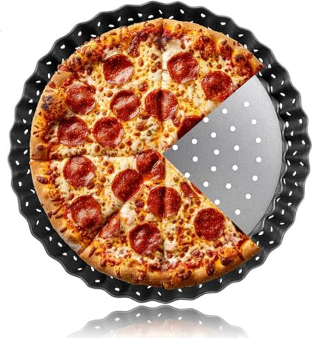 Fybida Non Stick Pizza Trays 14cm/5.5inch, Carbon Steel Pizzas Pans with Perforated Base, Round Baking Trays for Crispy Cooking, Pizza Oven Trays for Pizza's Garlic Bread