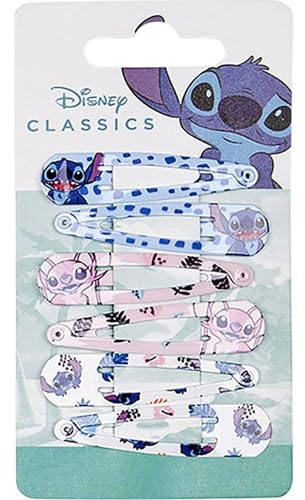 Stitch-Haarnadeln, mehrfarbig, aus robusten Materialien, bedruckt mit Stitch und Engel, Originalprodukt, entworfen in Spanien, 6 Stück