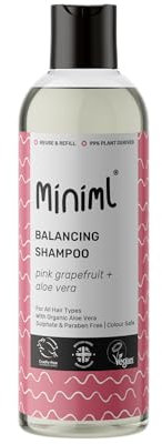 Miniml Natural Hair Shampoo Eco Friendly – 500ml Pink Grapefruit & Aloe Vera Men and Womens Sensitive Scalp & Skin Cruelty Free Vegan Shampoo - For Greasy, Curly, Dry and Dandruff Hair