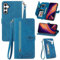 JayModCase Custodia per Samsung Galaxy A25 5G, con chiusura lampo Funzione Stand scomparti [Magnetica] [Antiurto] Pelle portafoglio Cover per Samsung Galaxy A25 5G - Blu