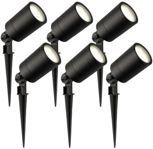 Ledvion 6er Set Gartenstrahler mit Erdspieß IP65 3W 4000K GU10 dimmbar | Fuer Garten Terrasse Einfahrt Wege Beete und dekorative Aussenbeleuchtung