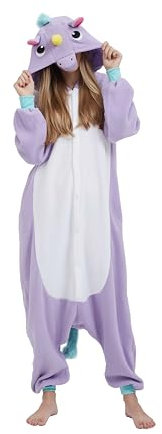 SimZoo Adult Animal Onesie PiżAma, MęSki I Damski Kostium Jasnofioletowy JednorożEc Bielizna Nocna, JednoczęśCiowy Unisex Homewear