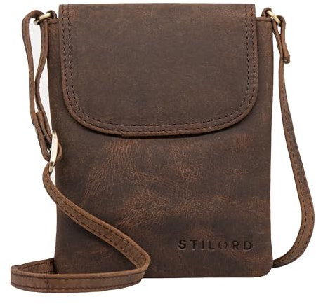 STILORD 'Ellis' Handytasche zum Umhängen Leder Brustbeutel Kleine Ledertasche Umhängetasche für Smartphone und Geldbörse Cross-Body Bag XS Vintage Leder, Farbe:colorado - braun