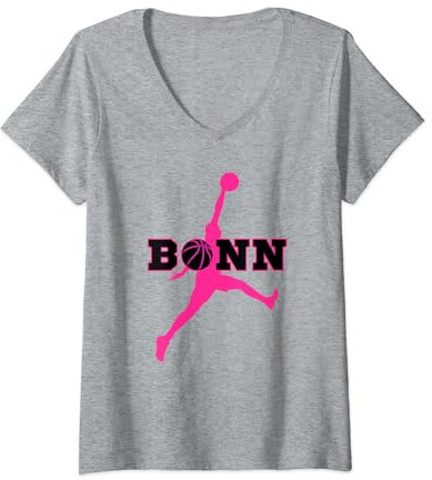 Bonn Basketball Fan Support Rheinland Stadion pink T-Shirt mit V-Ausschnitt
