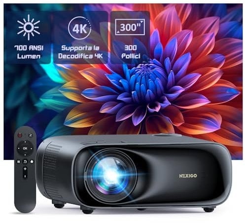 NexiGo PJ40 (Gen 3) Projector with WiFi and Bluetooth, D65 Calibrated, Native 1080P, 4K Supported, Projector for Outdoor Movies, 20W Speakers, Home Theater, Compatible w/TV Stick, iOS, Android