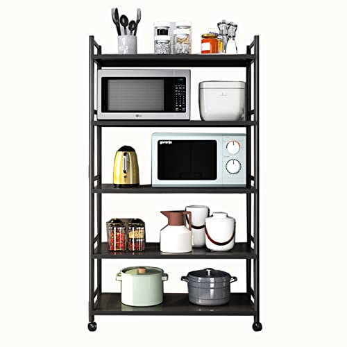 Isola Cucina, Supporto per microonde da Cucina Multifunzionale a 5 Livelli, con Ripiani con Rotelle, 45 cm