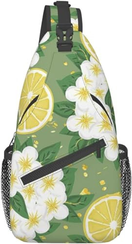KWQDOZF Leichter Sling-Rucksack „Fresh Lemon“ frische tropische Früchte Avocado Schultertasche Brusttasche Sling-Tasche Reisen Wandern kleiner Rucksack