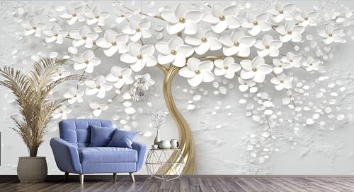 Audace Liberté Papier Peint Panoramique Soie 400 x 280 cm Taille personnalisée 3D Fleurs Magnolia Poster Tableaux Muraux Tapisserie Photo pour Salon Chambre Décoration Murale