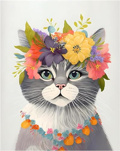 Jigspsyzh Malen Nach Zahlen Erwachsene Tiere Katze - Bastelset Erwachsene und Kinder Gemälde - Knitterfreie Leinwand,Pinsels Und Acrylfarbe -Diy Handgemalt öLgemäLde Kit Als Geschenk 40 X 50cm