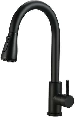 Cieex Grifo Cocina Extraible Grifo Cocina Fregadero Grifo Cocina Negro Con 3 Modos De Agua Grifo De Cocina Giratorio A 360° Juego Completo Torneira Cozinha Fácil Instalación Acero Inoxidable