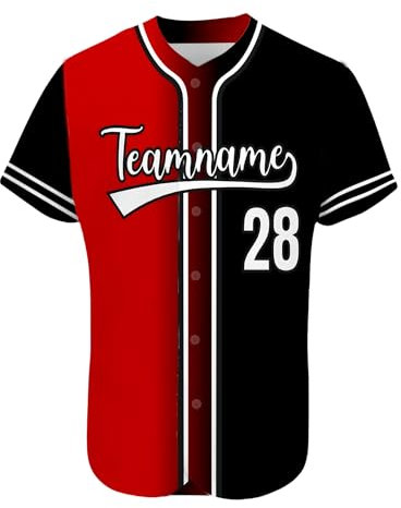 AIFLM Benutzerdefinierte Baseball-Trikots, Personalisierte Button-Down Baseball-Shirts, Individuelle Baseball-Shirts FüR MäNner, Frauen, Jugendliche, Druck-Namennummern