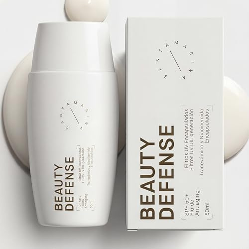 Santamarina Cosmetics Sonnencreme für das Gesicht, LSF 50+, Beauty Defense – für alle Hauttypen – leichte Sonnencreme für das Gesicht 50+ – zweite Haut – schützt, verhindert Flecken und verschönert –