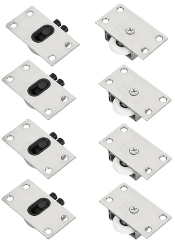 8Pcs(4 Sets) Sliding Wardrobe Door Wheels Nylon Door Roller Stainless Steel Furniture Wardrobe Roll Rollers for Sliding Gate Furniture Wardrobe Cupboard Cabinet Hardware Accessories Home Renovation