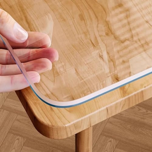 Pvc Tischdecke Transparent 3mm 5mm Mattierte Tischfolie Durchsichtige Fettdicht Kratzfeste Hitzebeständig Wasserdicht Transparente Tischschutz Tisch Schutzfolie PVC Folie Tischunterlage(Clear 3mm,100x