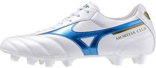 Mizuno Morelia II Club, Fußballschuhe für Herren (Weiß/Laser Blue, Schuhgrößensystem EU, Erwachsene, Größe M, 41)