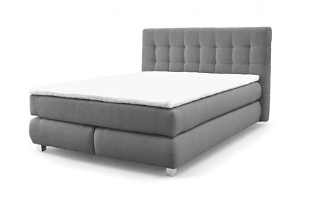 FURNISTAR Echtes Boxspringbett Blake mit Pocketmatratze und Bonellmatratze Familienbett mit Topper und Taschenmatratze Bett mit 2 Matratzen Polsterbett Schlafzimmer (160x200, Grau)