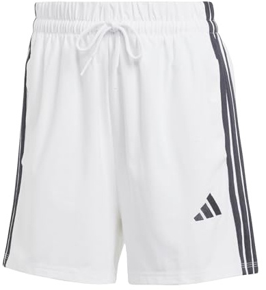 adidas Women's Essentials 3-Stripes Cotton Shorts, White/Black, L