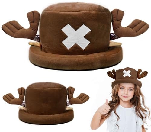 bechoanigel One Piece Chopper Hat, Brown Anime Cosplay Hat, Kawaii Anime Hat, Cute Hats, Warm and Comfortable, Cosplay Party, Birthday Plush Hat, Winter Plush Hat for Adults and Children