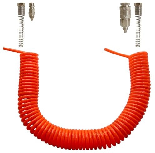 10.5m Spring Air Hose Spirale Bobina Arancione ODxID 8x5mm Accoppiatori Rapidi Europei SP PP Inclusive Compressore Tubo Trasferimento Aria Acqua