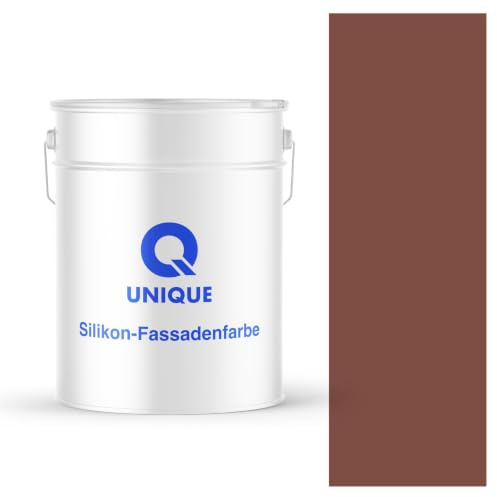 Q UNIQUE Fassadenfarbe Dunkelbraun 10L – Silikonharz-Außenfarbe, Wetterfest, Selbstreinigend, Hohe Deckkraft, UV-Beständig, Für WDVS, Beton & Mineralische Untergründe