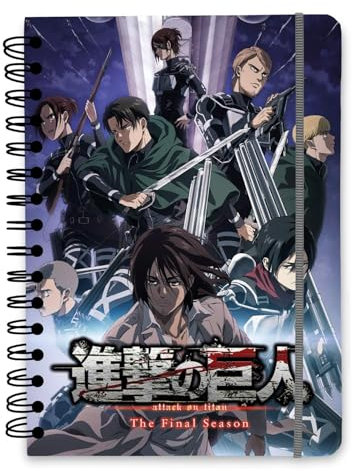 Grupo Erik Bullet Journal Dotted A5 Attack on Titan - Hard Cover Notizblock A5 Ringbuch Notizbuch A5 Dotted Tagebuch für Erwachsene und Kinder mit Ringbindung - Offizieller Attack on Titan Merch