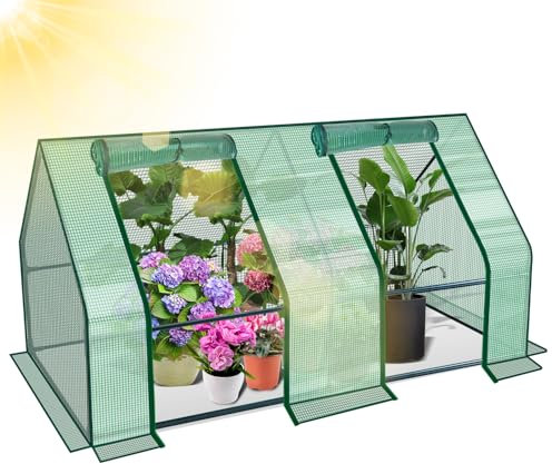 ISOISL Gewächshaus Klein mit UV-beständige PE-Plane Foliengewächshaus Platzsparend Treibhaus aus Stahl für Garten, Balkon, 180*90*90CM, Grün