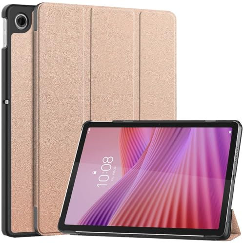 SATURCASE Case for Lenovo Tab 10.1 2025 / Lenovo Tab K10 Gen 2 10.1 inch, PU Leather Flip Foldable Folio Stand Slim Light Auto Wake Up/Sleep Protective Tablet Cover (Rose Gold)