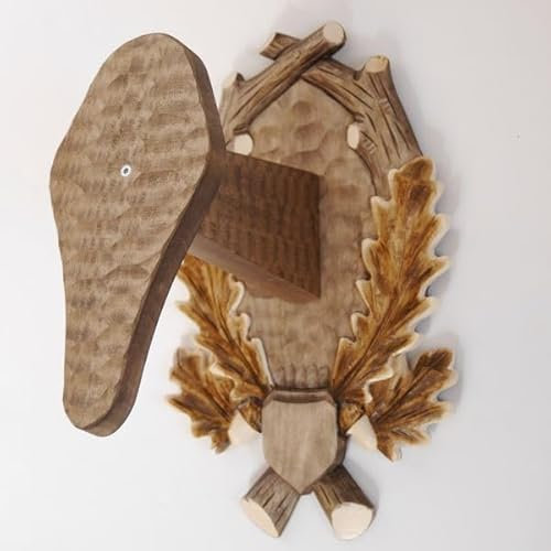 geschnitztes Trophäenschild in getönt für Mufflon Muffel Widder Trophäe Trophäenbrett Geweihbrett
