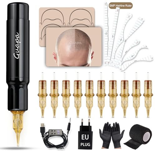 Kit Macchina per Micropigmentazione del Cuoio Capelluto – Penna Tattoo SMP per Ricostruzione Attaccatura, Tatuaggio Capelli, Ombreggiatura Cuoio Capelluto per Uomo e Donna (Kit-1)