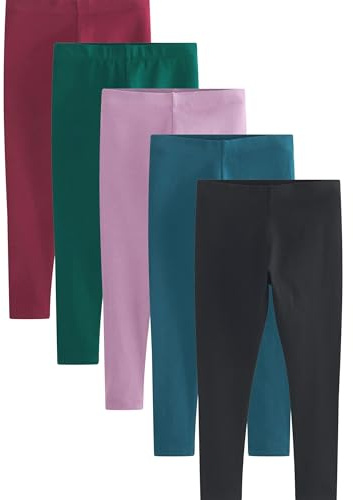 NEXT Mädchen Leggings (3 bis 16 Jahre), 5er-Pack Schwarz/Grün/Blau/Kirschrot/Lila Violett 164