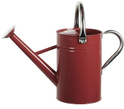 perfk Edelstahl-Gießkanne mit abnehmbarem Ausguss – Rostfreie Metallgießkanne für Innen & Außen, ergonomischer Griff für Pflanzen & Blumen, 5 l, Feinsprüher, Rot