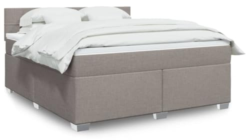 Qnhdfrt Boxspringbett 180x200 cm Taupe Stoff Doppelbett mit Taschenfederkernmatratze 20 cm Hoch Komfortauflage 5 cm und massiven Kiefernfüßen Modernes Design für Schlafzimmer Gästezimmer